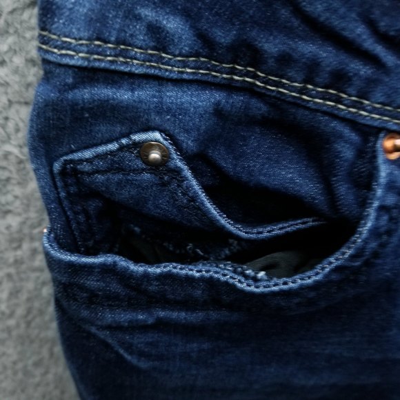 YMI Women's 7 Mid Rise Blue Distressed Skinny Jeans 27" 28.5" 9" - Picture 8 of 11